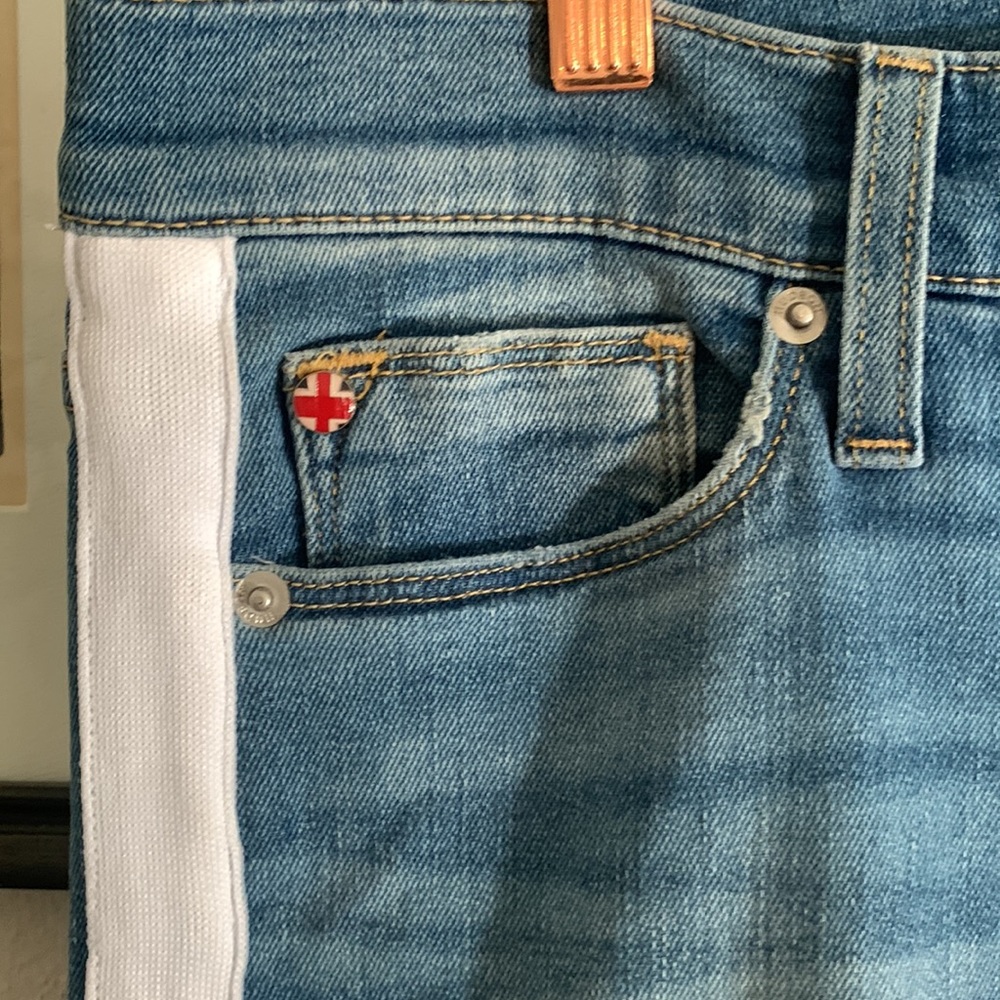 Hudson Jeans Blue Skinny Jeans with White Stripe - Picture 4 of 9
